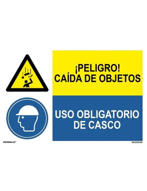 PELIGRO CAÍDA OBJETO/OBLIGATORIO CASCO