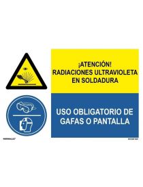 RADIACIONES ULTRAVIOLETA SOLDADURA/OBLIGAT. GAFAS O PANTALLA