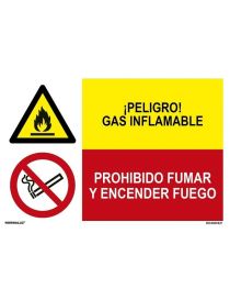 GAS INFLAMABLE/PROH. FUMAR Y ENCENDER FUEGO