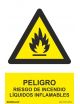 Señal Peligro Riesgo de Incendio Liquidos Inflamables