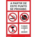 SEÑAL A PARTIR DE ESTE PUNTO SE PROHIBE: FUMAR, COMER Y BEBER