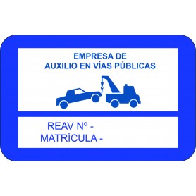 Placa Grúa Servicio Auxilio en Carretera