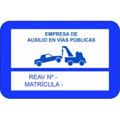 Placa Grúa Servicio Auxilio en Carretera