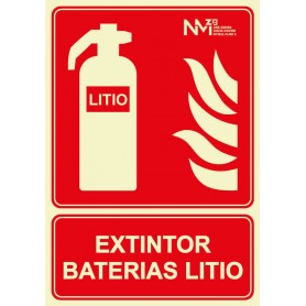 Señal de Extintor Baterías Litio