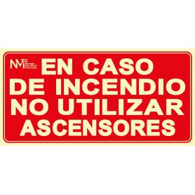 Señal no utilizar los ascensores en caso de incendio