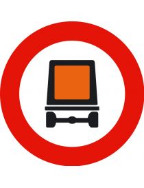 Señal Entrada Prohibida a Vehículos que Transporten Mercancías Peligrosas