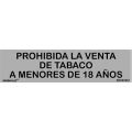 Placa Informativa Prohibida la Venta de Tabaco a Menores de 18 Años